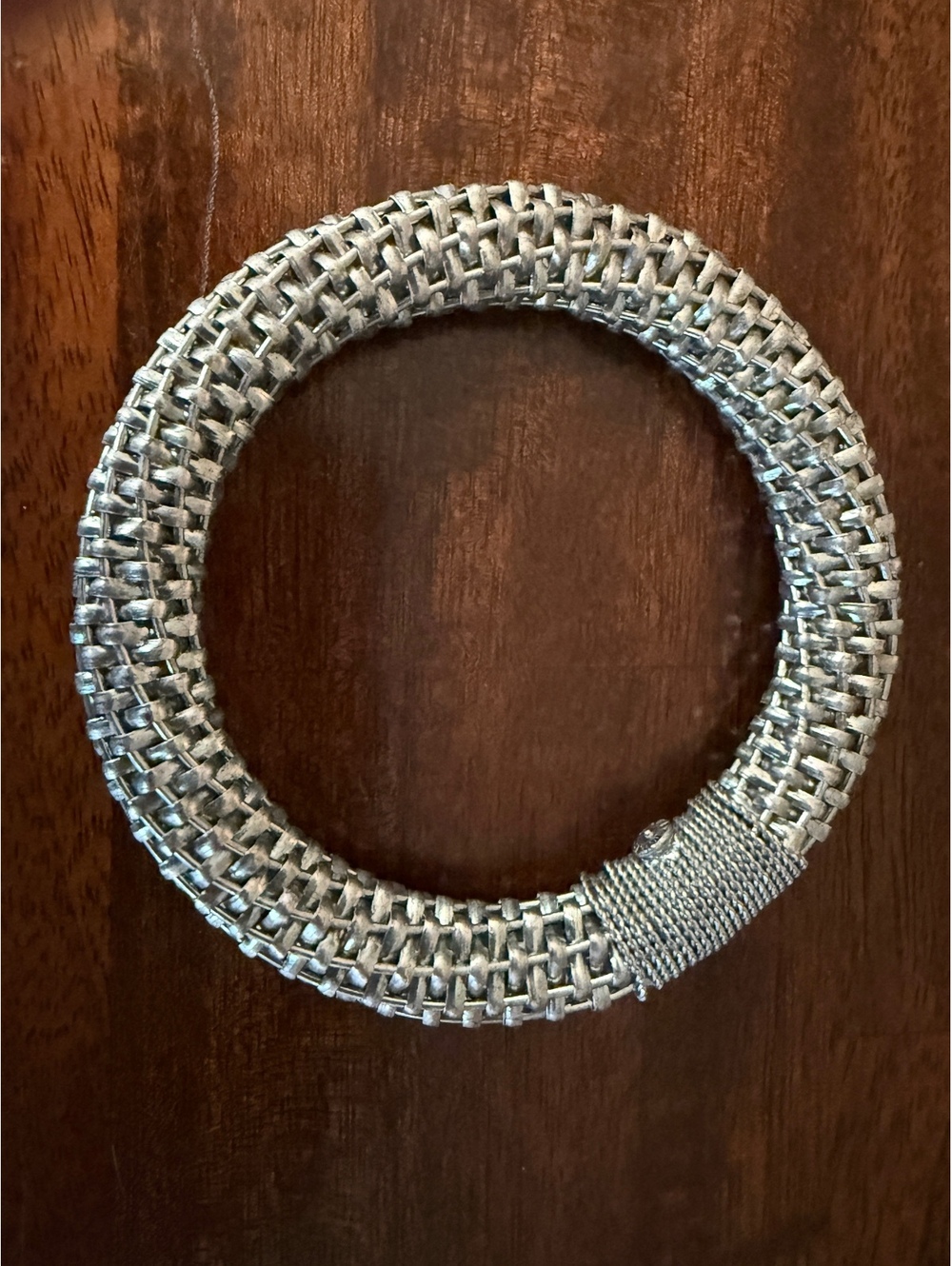 vintage monet silver-tone woven cuff bracelet